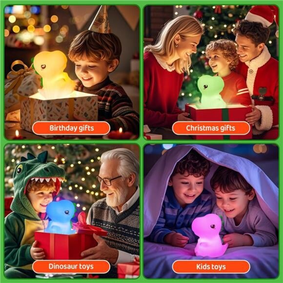 One Fire Dinosaurs Night Lamp, Remote 16 Colors Baby Night Lights - Picture 13 of 14